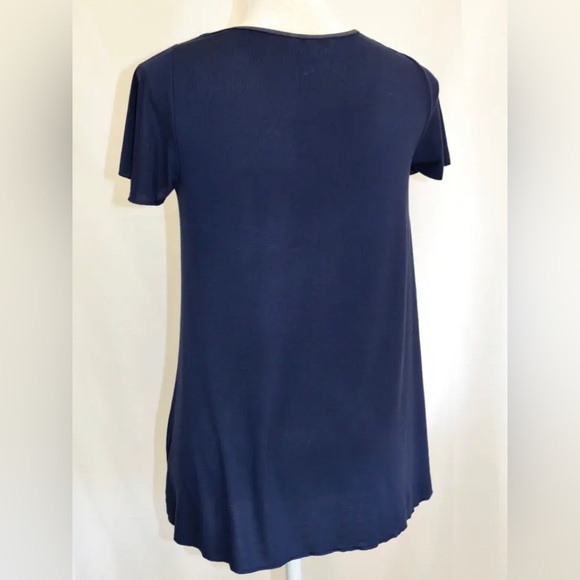 Soma Navy Blue Embroidered Stretch Soft, Pullover Blouse Top, tunic styl… - Picture 3 of 3